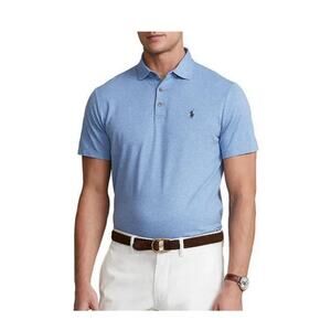 Polo Ralph Lauren Slim-Fit Jacquard Short-Sleeve Polo Shirt Large‎ Blue